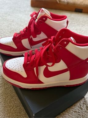 Nike Red and White High-Top Kids' Sneakers